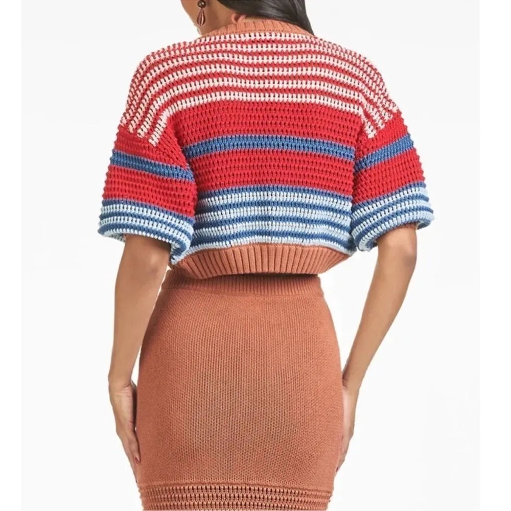 Sachin + Babi  Striped Cropped Cotton
Cardigan(Size Medium) - Image 2