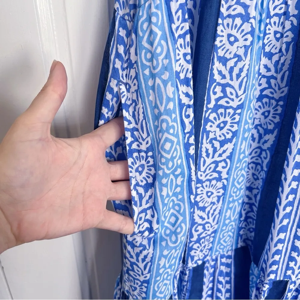 Roller Rabbit • Anthropologie Dakota Cover-Up Maxi Dress blue stripe tiered - Image 10