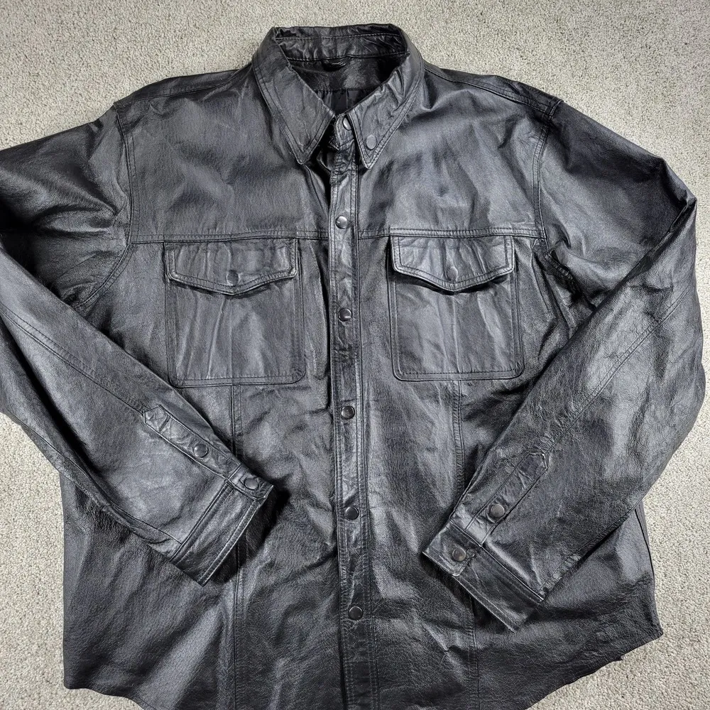 Bikers Dream Apparel Womens Moto Shacket 4XL Black Leather Button Down Size undefined - Image 8