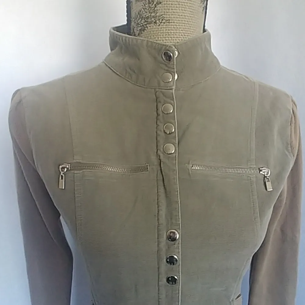 Twiggy Corduroy with Sweater Sleeve Jacket Tan Size M - Image 2