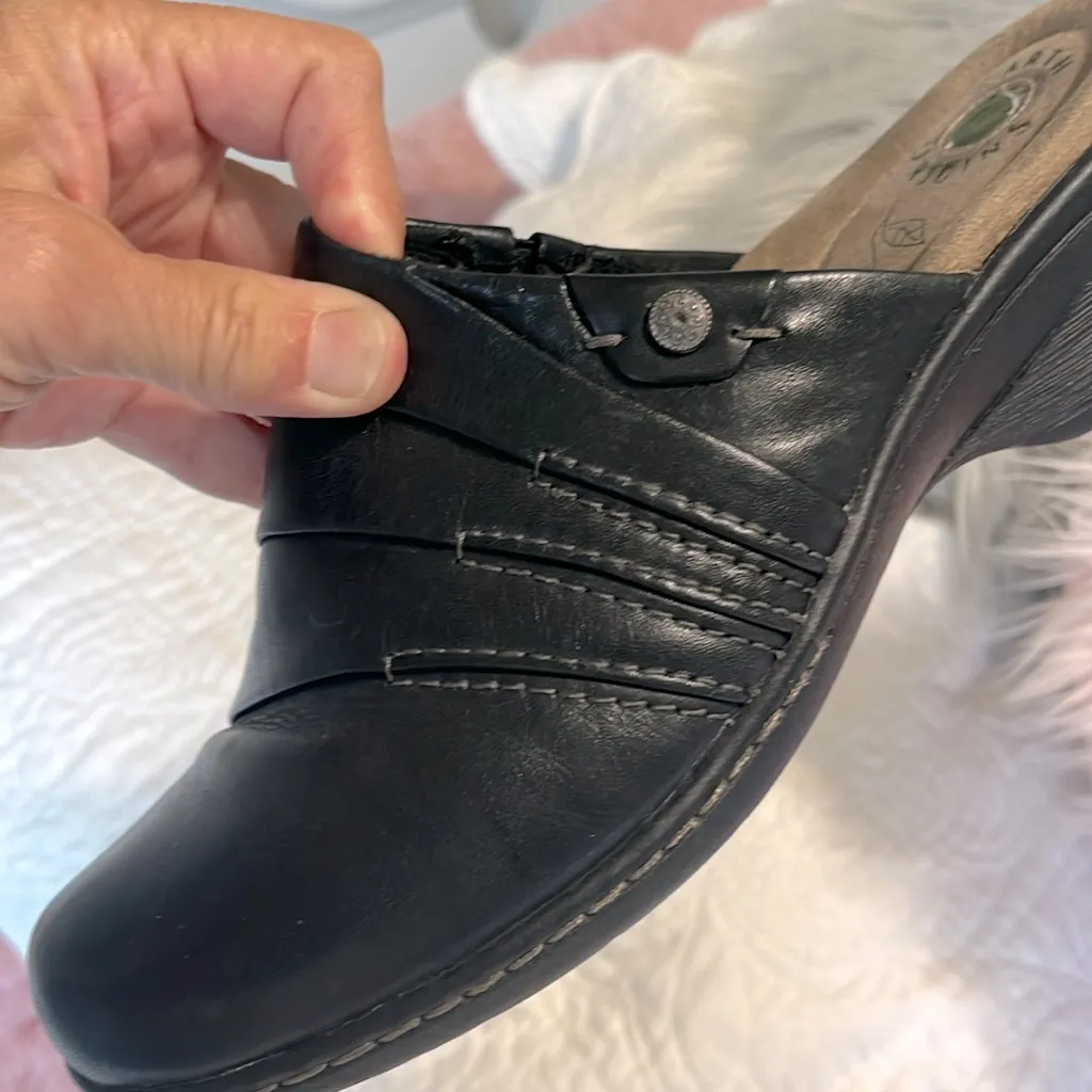 Black Leather Clogs Mules Slides - Image 5