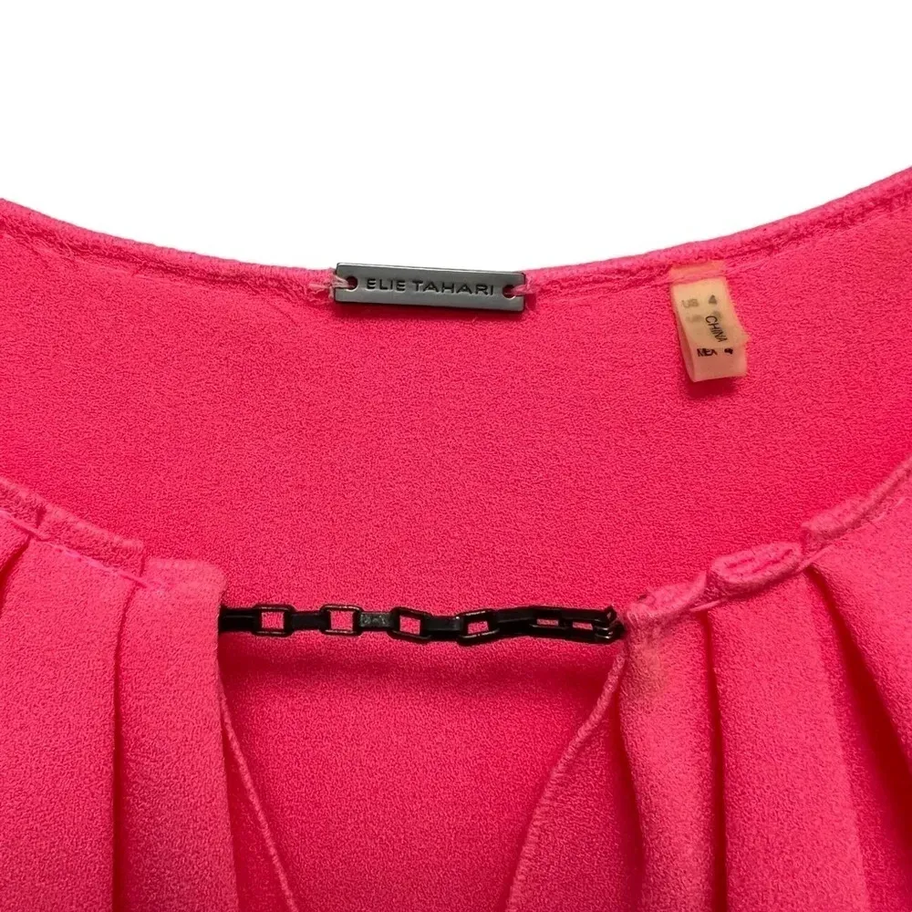 Elie Tahari Tunic Mini Dress Sleeveless Pink Crepe Tie Waist Women’s Size 4 - Image 8