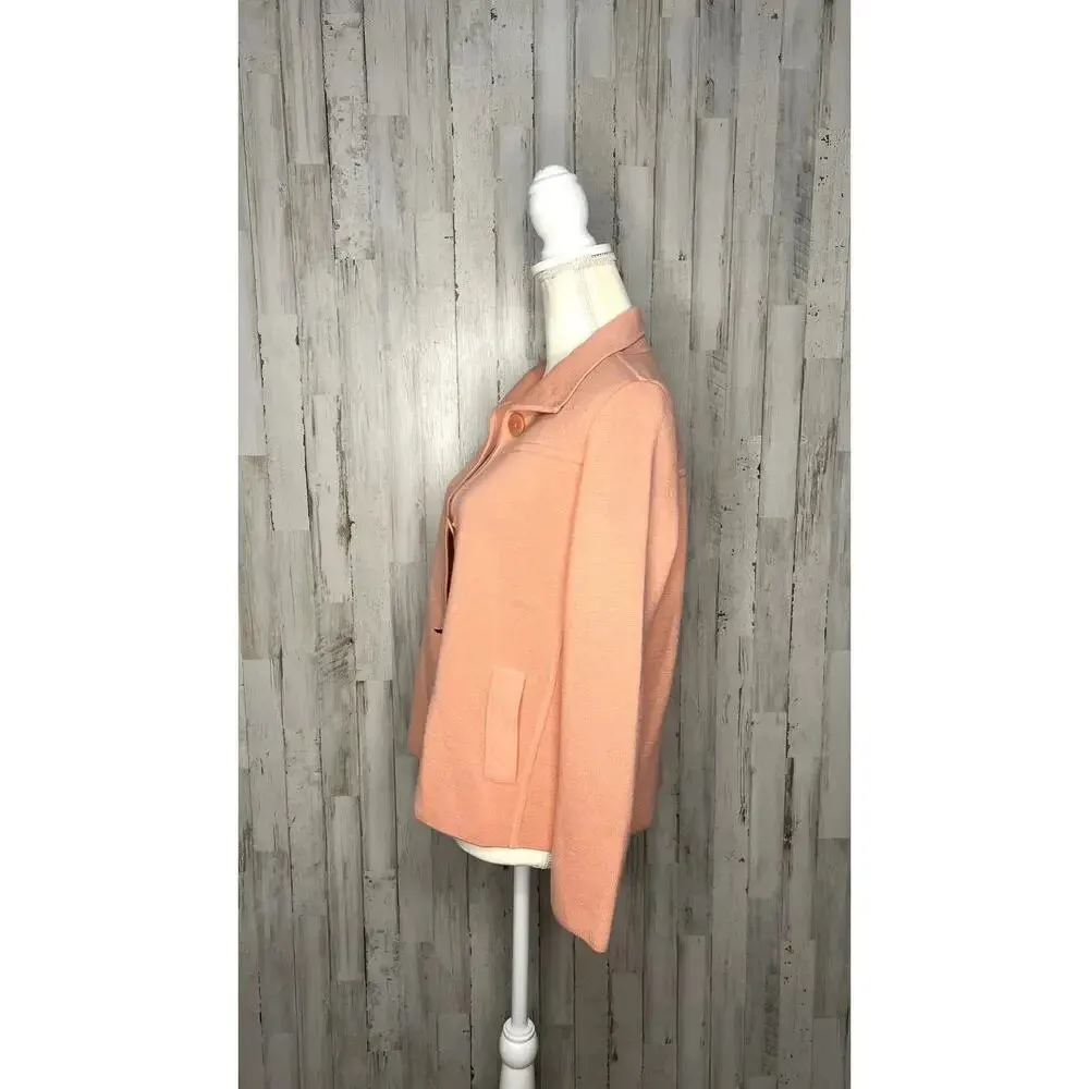 Talbots Women's Small‎ Coral Merino Wool Long Sleeve Mock Neck Blazer Jacket - Image 6