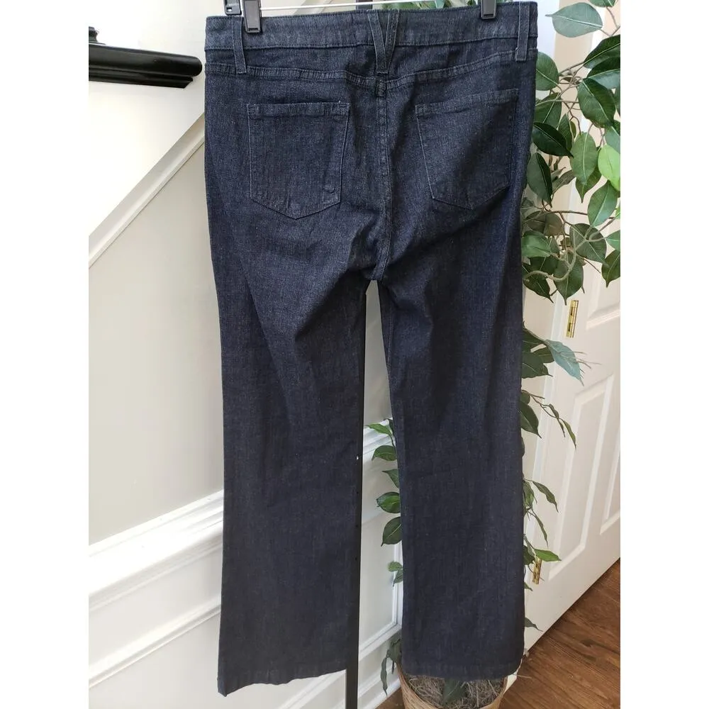 Aphrodite Jeans Womens 11 Navy Denim Stretch Bootcut Leg Flat Front Side Button - Image 3