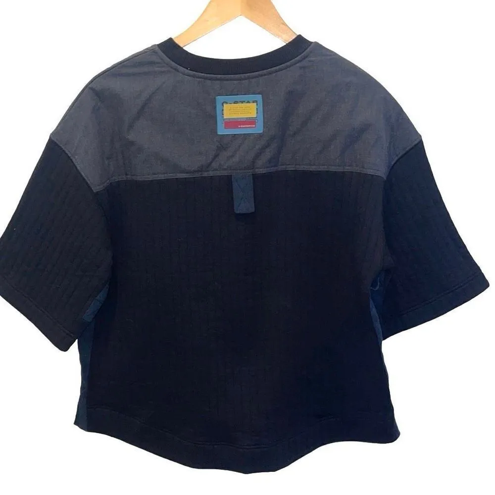 G-Star Raw Women’s Boyfriend Sweatshirt Quilted Short Sleeve Black Gray Size Med - Image 4