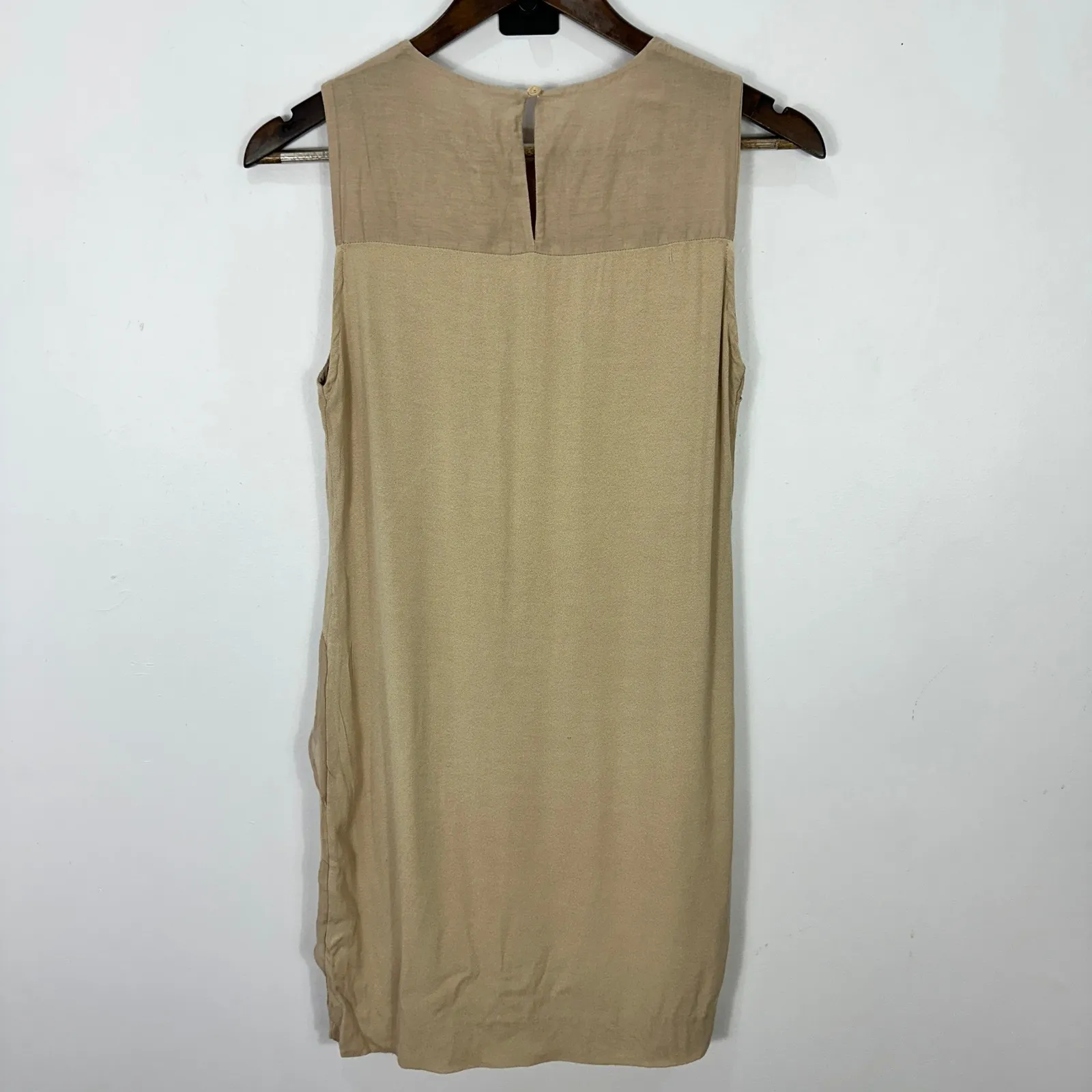 European Culture Shift Dress Womens XS Tan Sleeveless Minimalist Quiet Luxury - Image 6