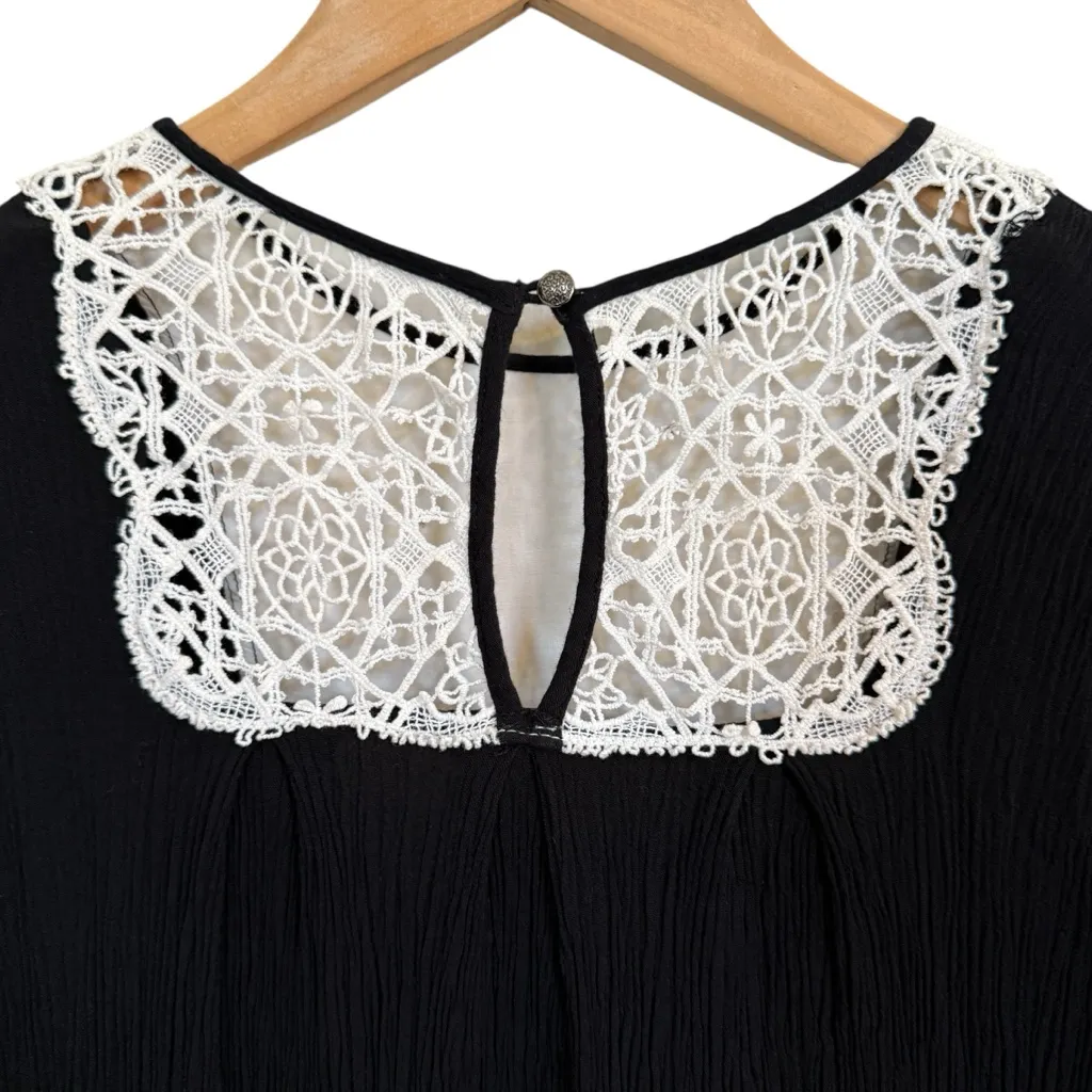 Free People Black Lace Bib Tunic Top Women’s Size XS - Image 4