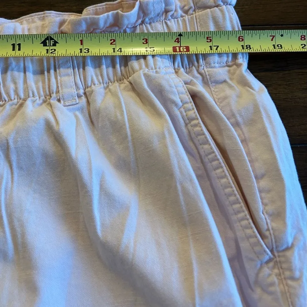 Loft Light Pink High Rise Straight Leg Paper bag Waist Pants Size XL - Image 5