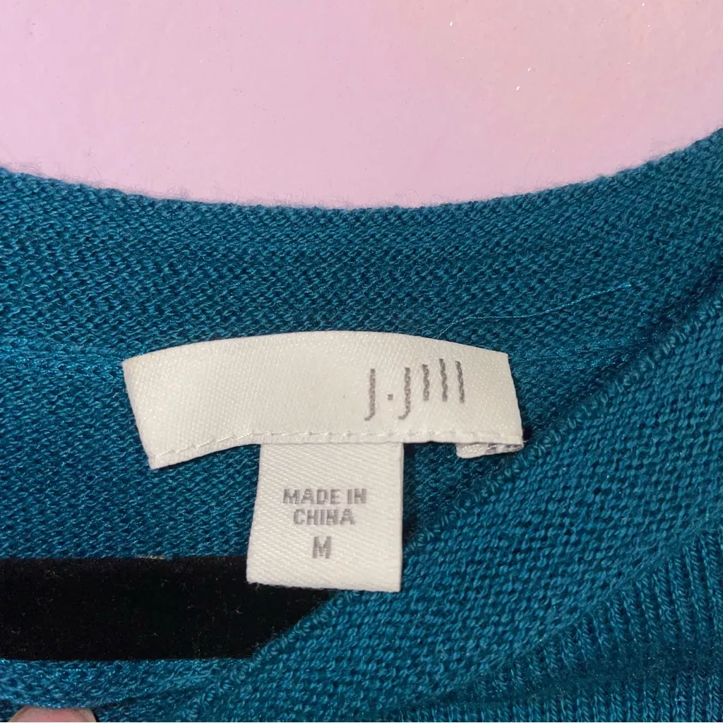 J Jill Crew Neck Sweater Women Size M Lightweight Pullover Knit Minimalist Blue Size M - Image 4