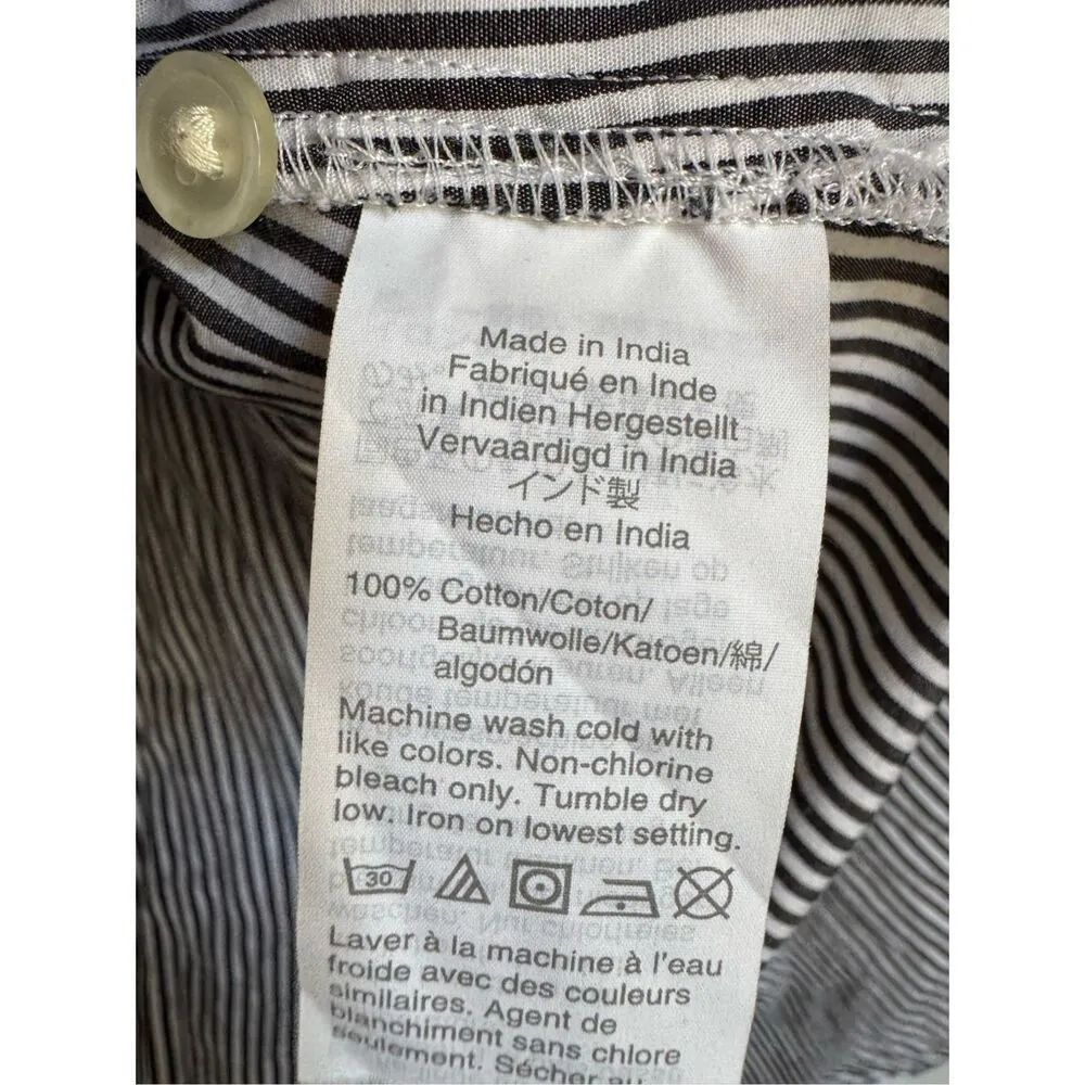 J Crew women’s striped funnel neck 100% cotton button shirt sz 4 nautical career White - Image 6