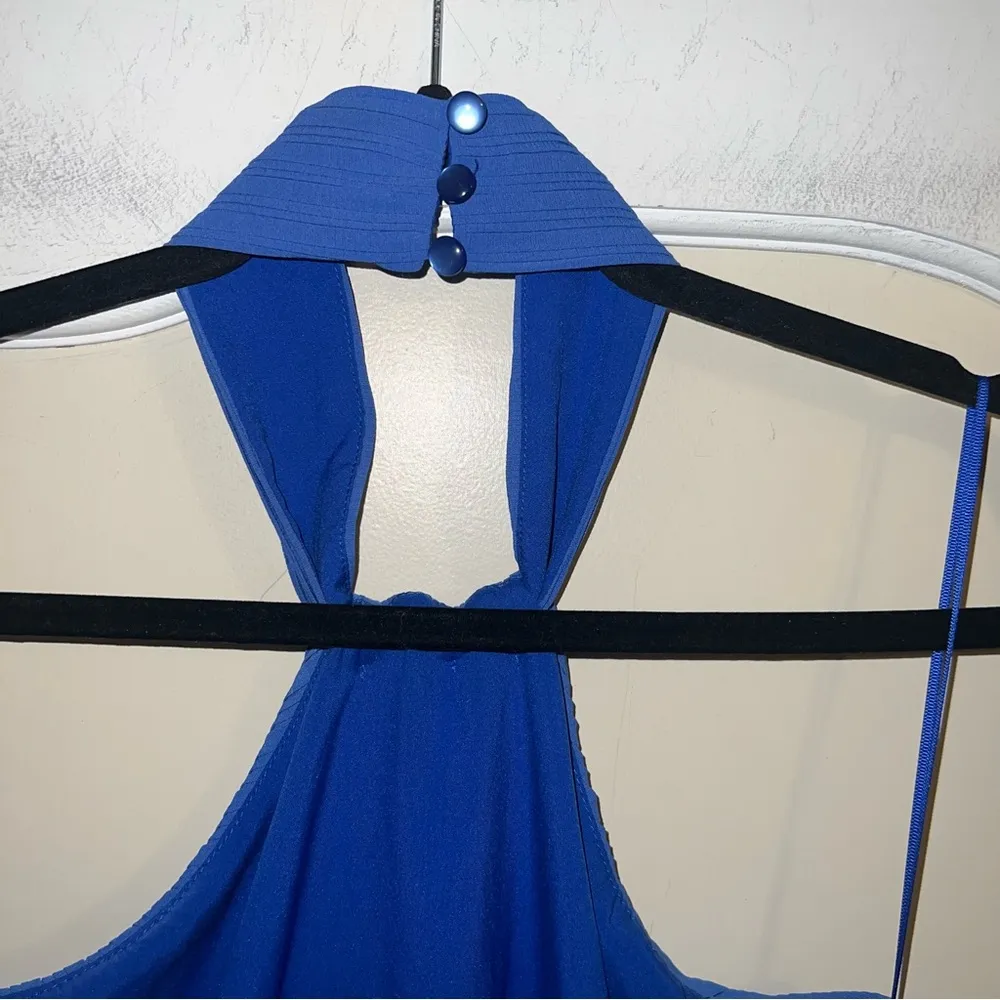 NWT One33 Social Ariel Pleated Tier Halter Mini Dress in Chiffon And Georgette Blue Size 2 - Image 8