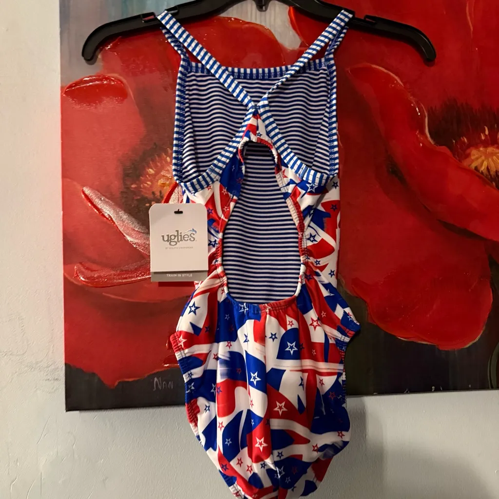 Dolfin Uglies Salute V Back  Swimsuit Womens Size 30 Red  White & Blue - Image 5