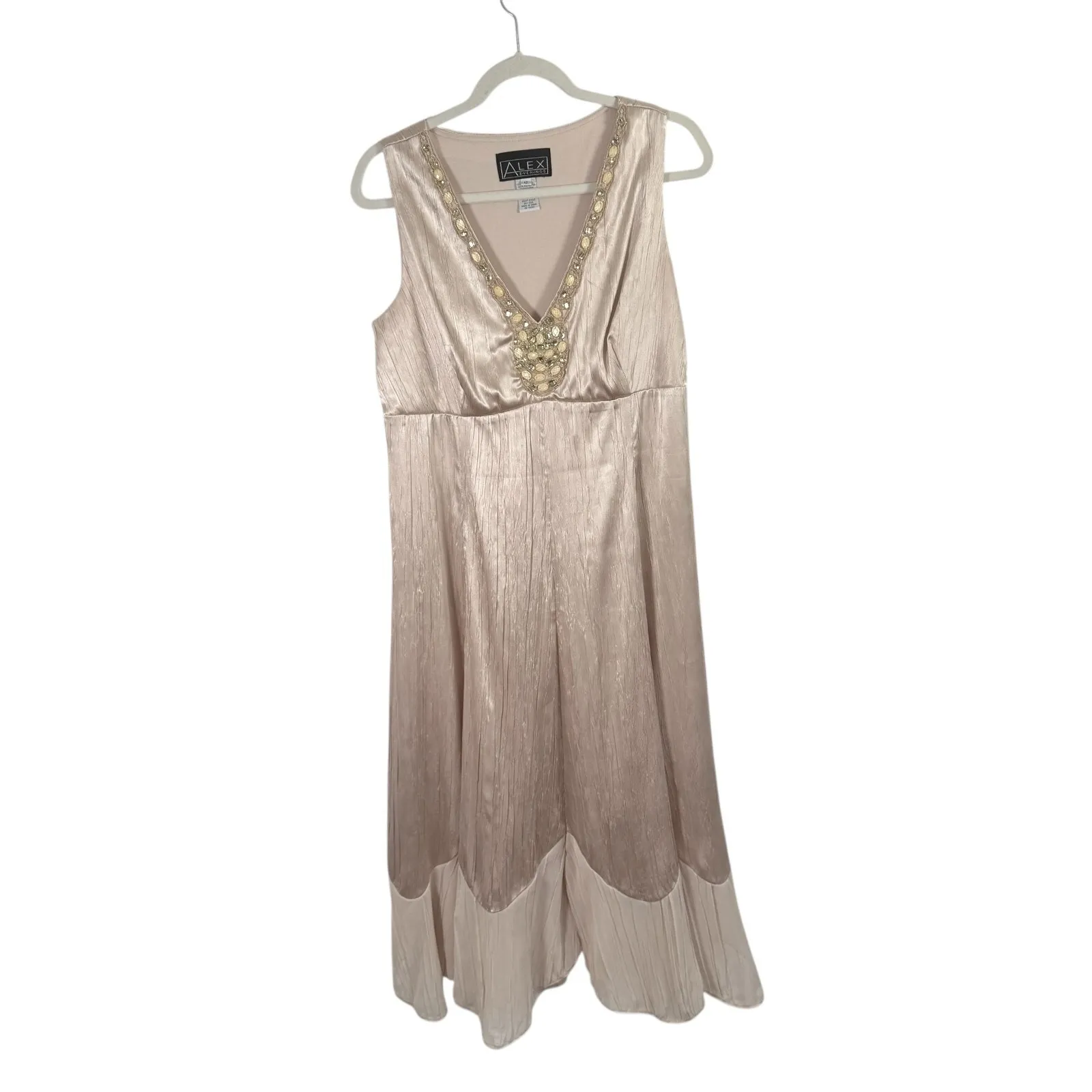 Alex Evenings Beige Dress Jacket Set Wedding Guest Mother of Bride Womens 12 - Image 4