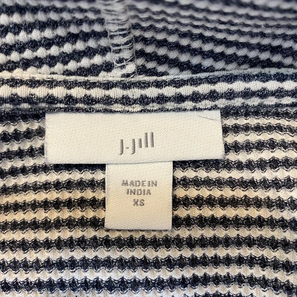 J. Jill Tunic Top Womens XS Cowl Neck Striped Gray White Long Sleeve Knit Cotton - Image 8