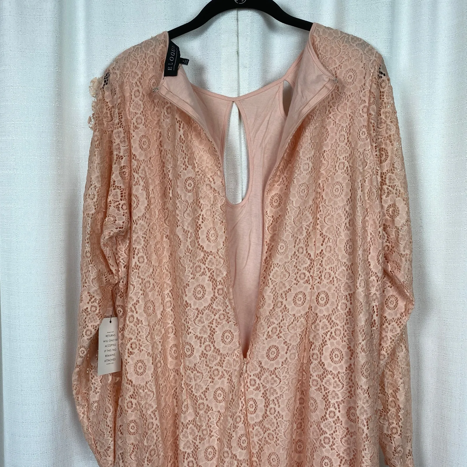 Eloquii Pink Orange Lace Long Sleeve Shift Dress Sz.16W NWT - Image 9