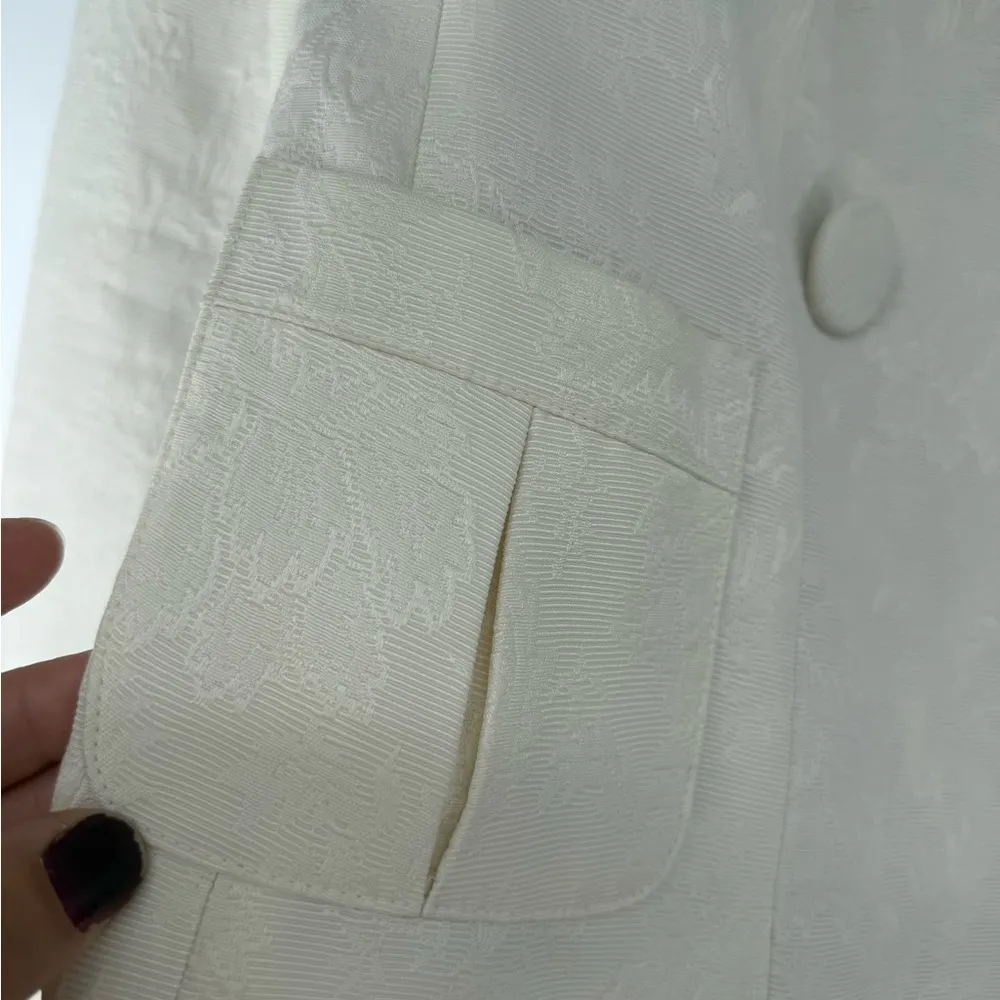 Talbots White Pea Coat Blazer Style Double-Breasted Elegance Size Small - Image 4