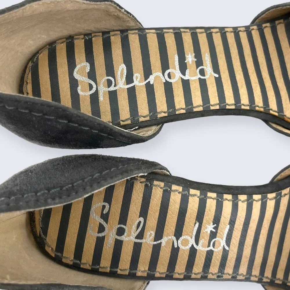 Splendid Dallas Gray & Brown Suede Buckle Ankle Strap 3.5" Wedge Sandal 7.5 - Image 9