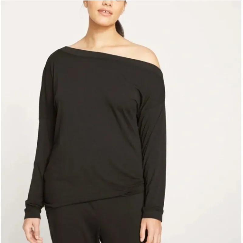 NWT Universal Standard Sz XS Asymmetrical Neckline Long Sleeve Tee Top Brown - Image 10