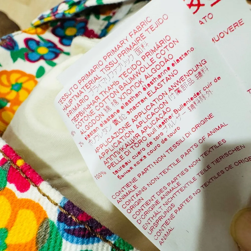 Marni high waisted Multicolour Cropped denim Floral Trousers EUC Orange Size 6 - Image 9