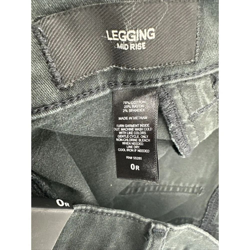 Express Jeans Size 0R Womens Black Legging Pants Stretch Mid Rise Zipped Pockets - Image 9