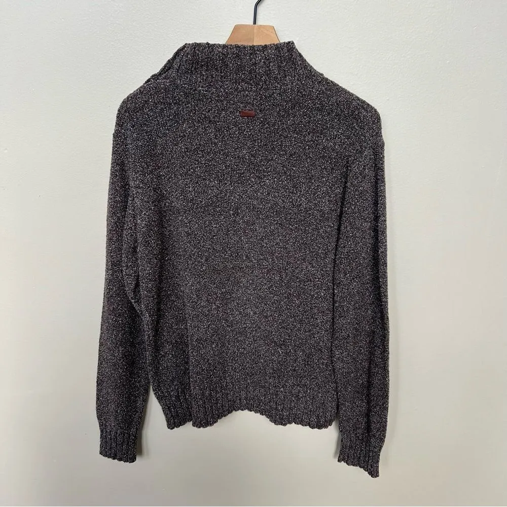 Womens Columbia Sweater Mock Turtleneck Button Shoulder Chocolate Brown Large - Image 4