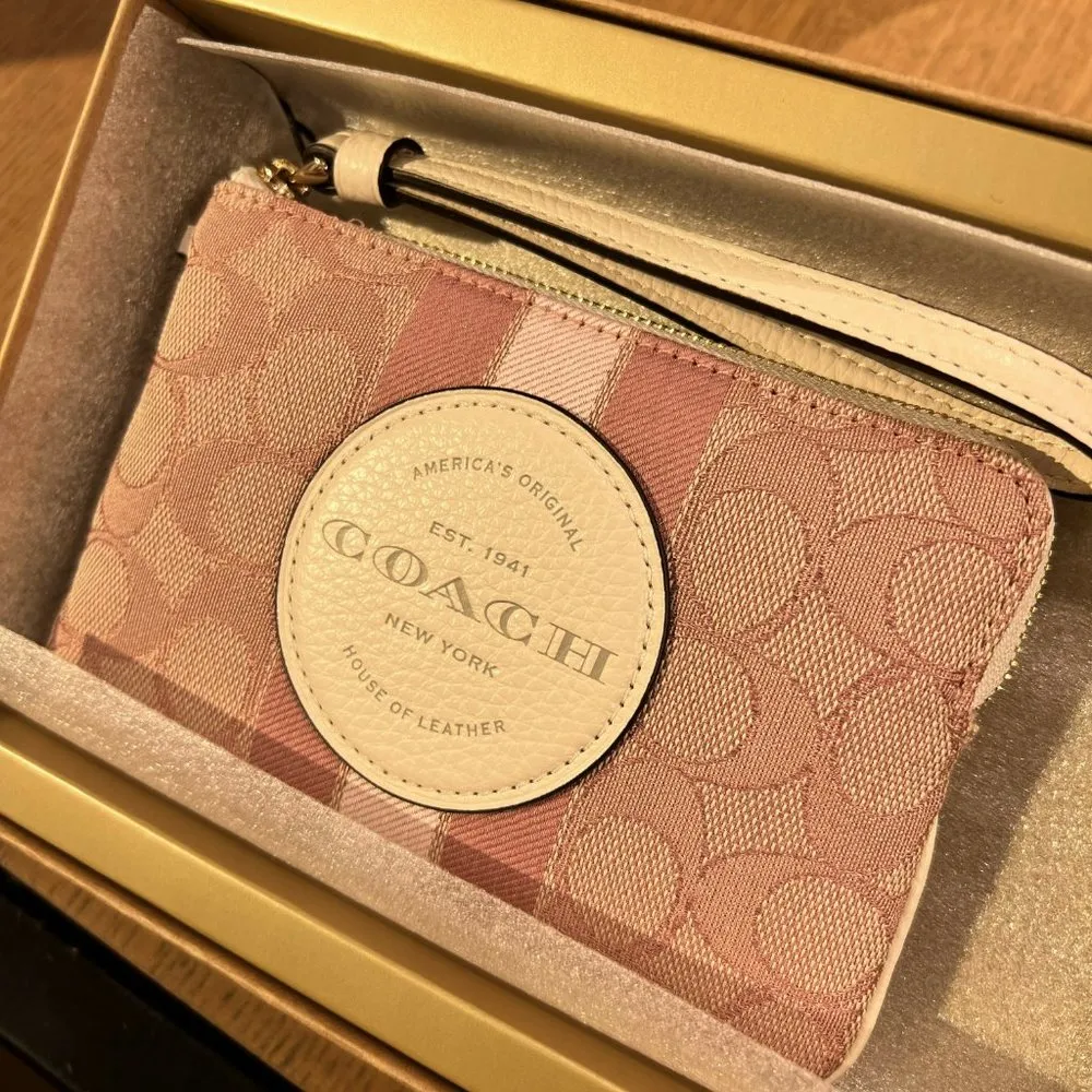 Boxed Dempsey Corner Zip Wristlet In Signature Jacquard With Coach Patch And Str - Image 2