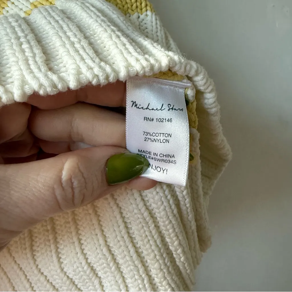 Michael Stars Merle Lemonade Yellow White Striped Crew Neck Sweater XS - Image 8