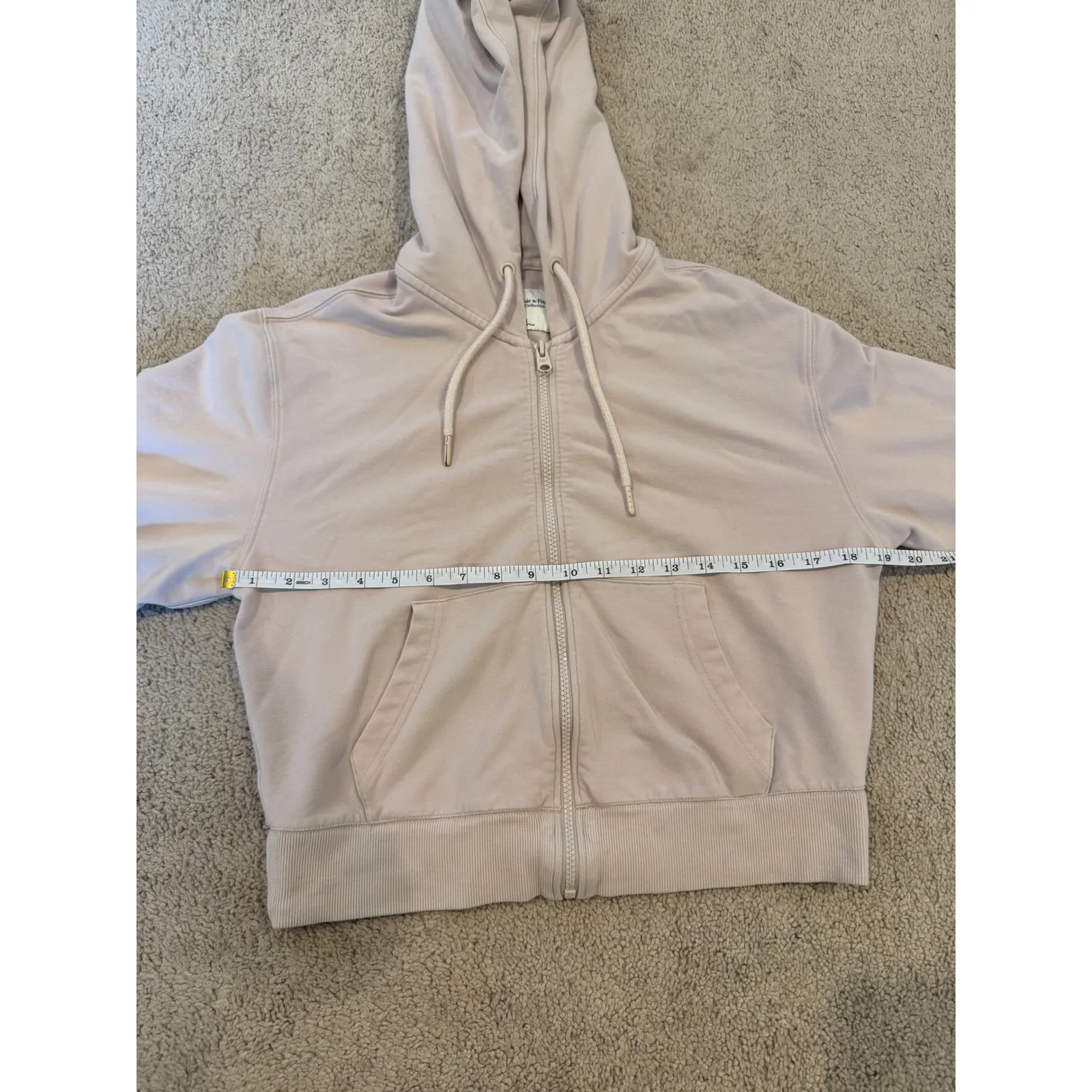 Abercrombie & Fitch Womens Cropped Zip Up Hoodie Light Pink XS Soft Collection - Image 6