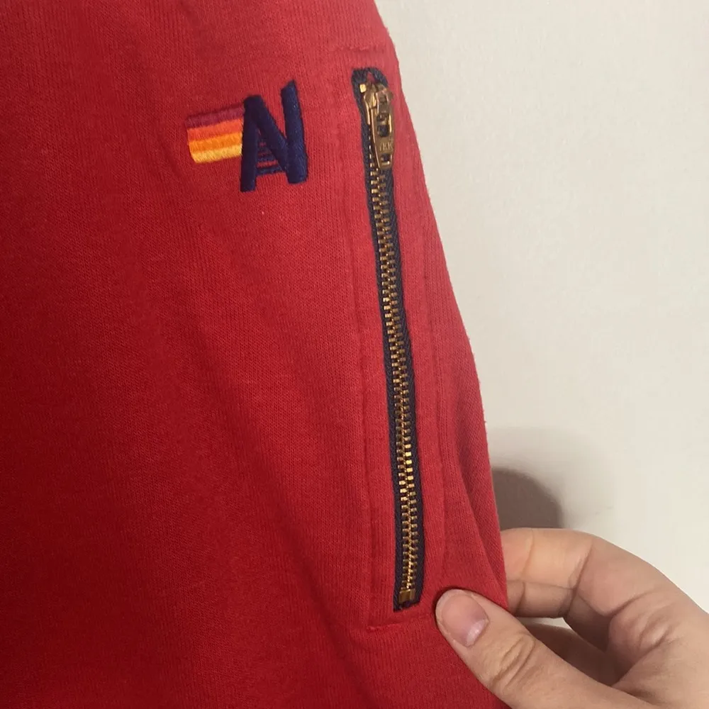 Aviator Nation Glider zip pocket joggers colorblock cherry Dresden blue size M - Image 11