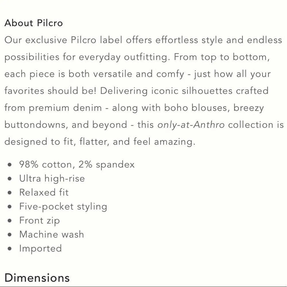 Anthropologie Pilcro The Annie Wide-Leg Corduroy Jeans NEW Size 31 Navy Blue - Image 3