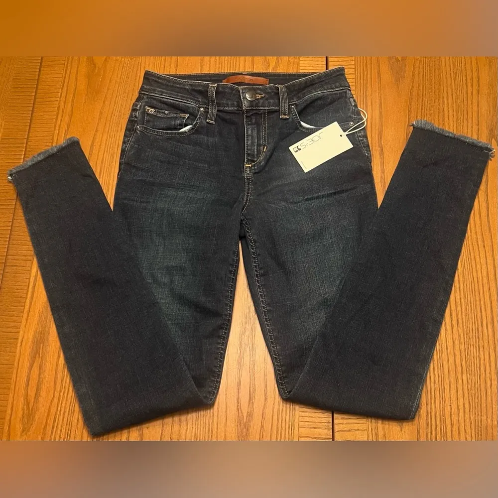 Joe's Flawless Dima Blondie Midrise Raw Hem Skinny Ankle Jeans Dark Indigo Sz 24 - Image 13