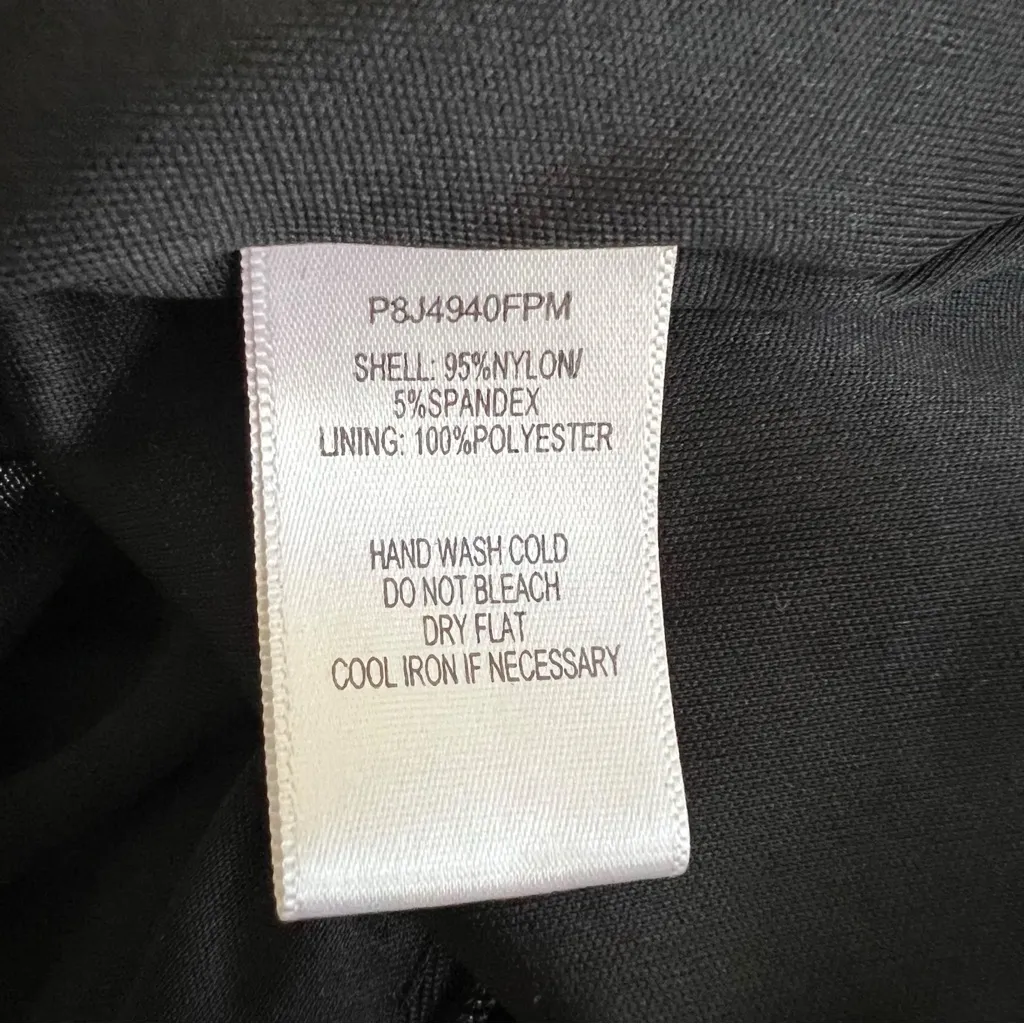 Parker Adrienne Long Sleeve Floral Fitted Ruched Multicolor Black Dress - Image 9