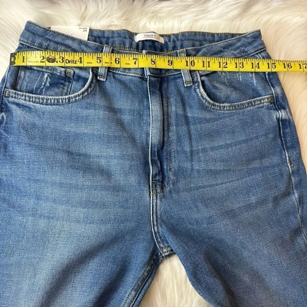 Forever 21 High Rise Slim Fit Flare Leg Jeans Size 29 - Image 7