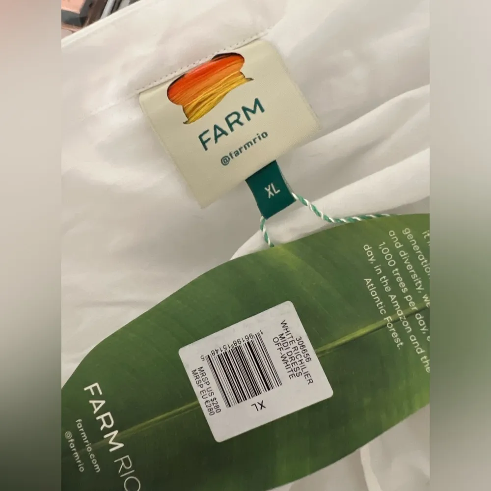 Farm Rio $280 White Richilier Cotton Mini Halter XL Dress Lace Tiered NEW - Image 7