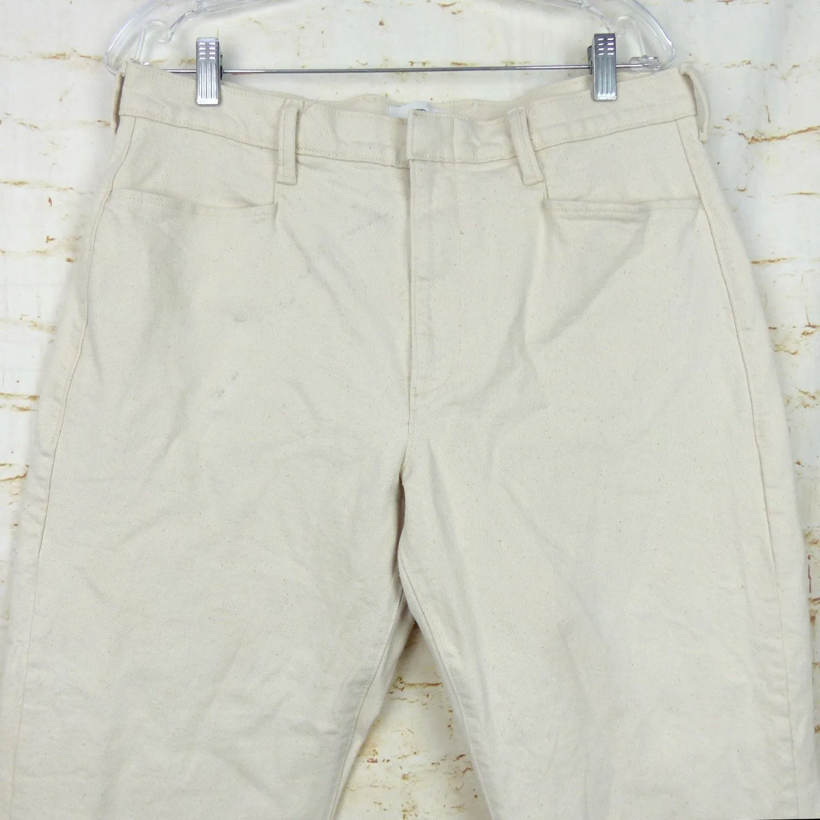 Banana Republic Jeans Womens 31 Ecru Denim Kick Trouser High Rise Ankle Flare - Image 5