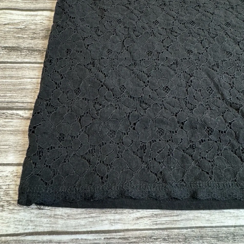 Poof Women's Black Cropped Pullover Lace T Tee Shirt M Med Medium Short Sleeves - Image 9