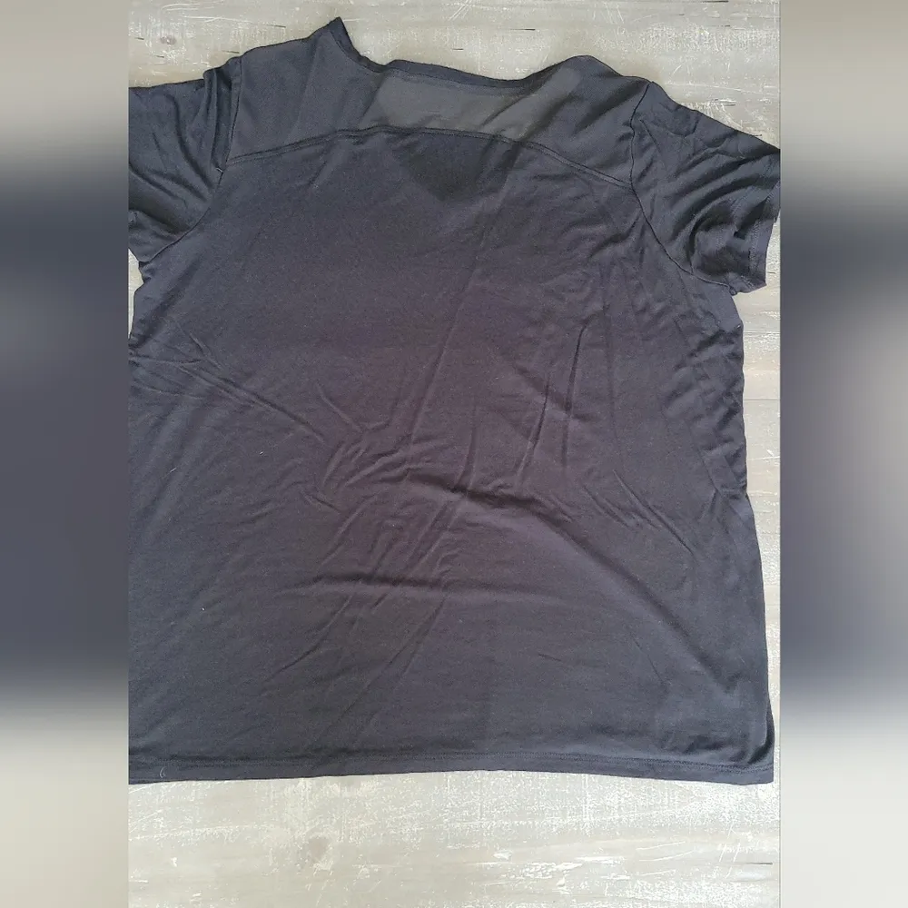 Bebe Sport  Rainbow Logo Sheer Mesh Back Big  Black Tee Shirt  Size XL - Image 16