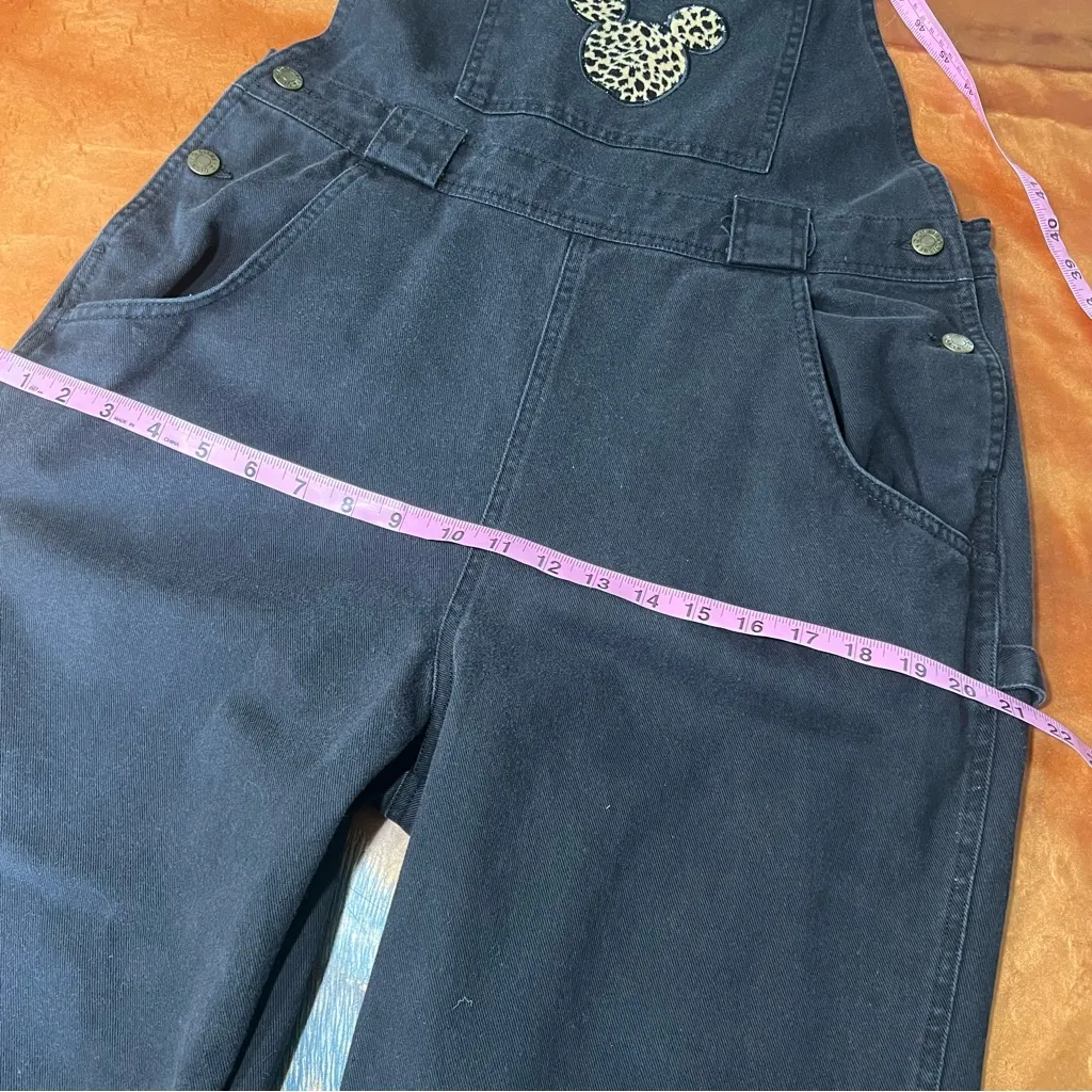 Vintage Disney Catalog Black Denim Overalls Mickey animal print size medium - Image 14