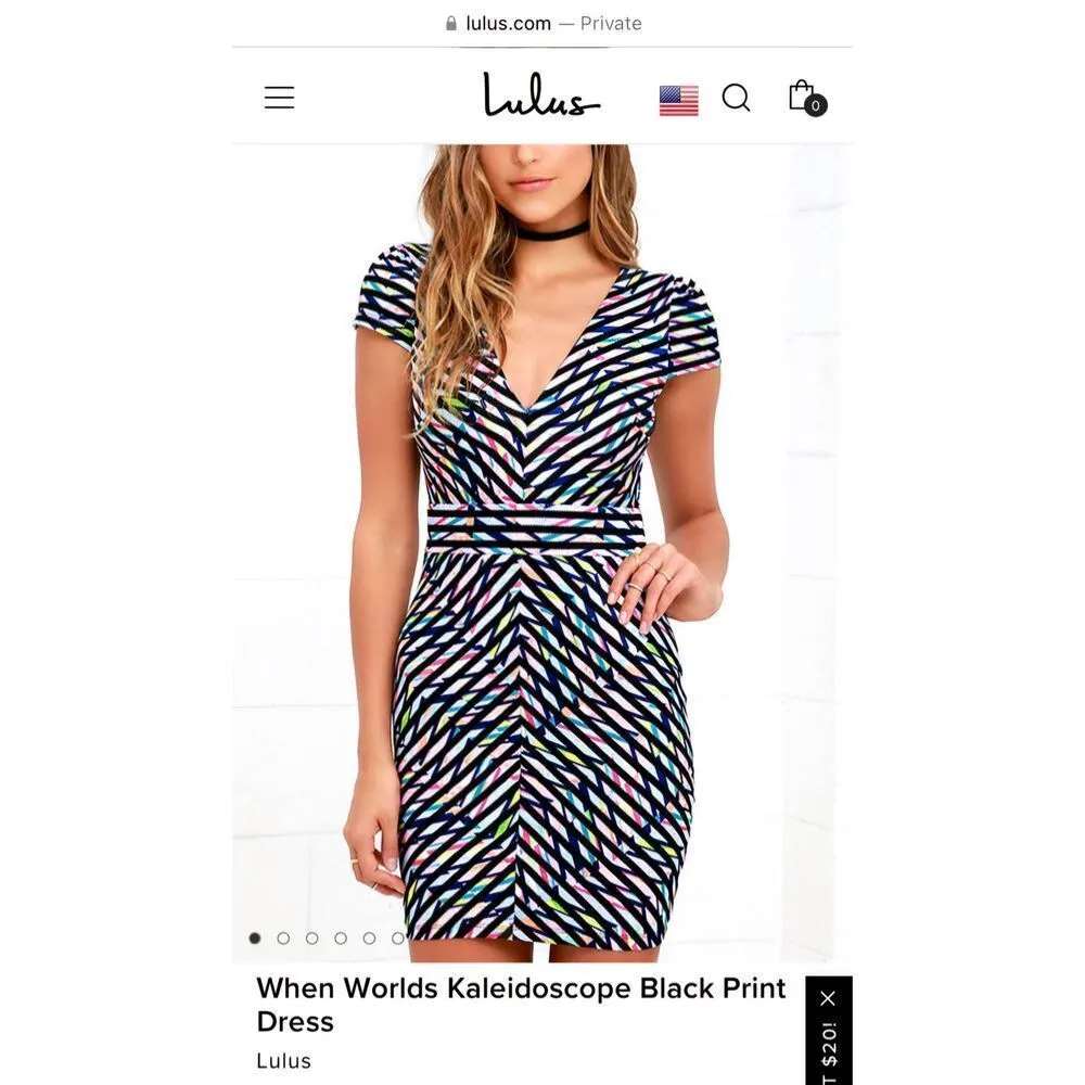 Lulus When Worlds Kaleidoscope Rainbow Black Print Dress S - Image 5