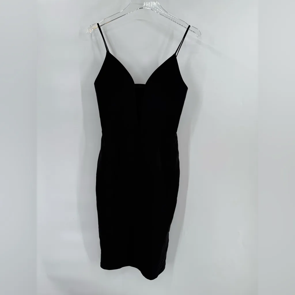 Krisa Black Deep V Cami Midi Dress‎ stretchy Revolve clothing xs - Image 3