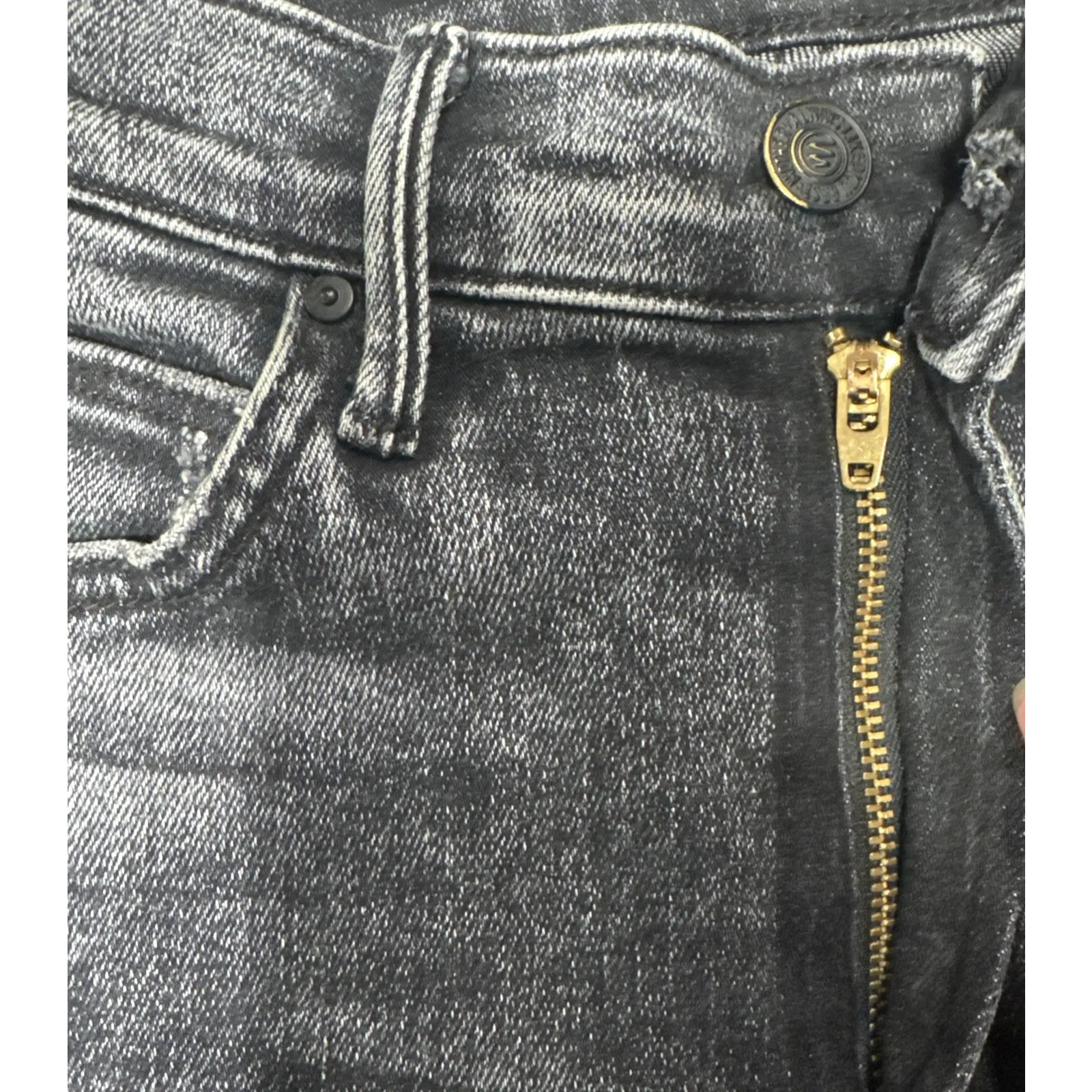 Mother Jeans Women 25 High Waisted Rascal Ankle Snippet Frayed Black Denim Pants - Image 11