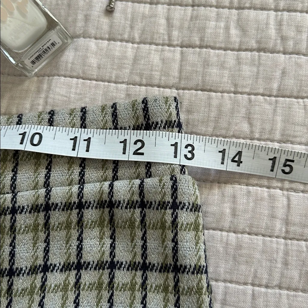 American eagle school girl pleated green tan navy plaid mini skirt skort XS Y2K - Image 8