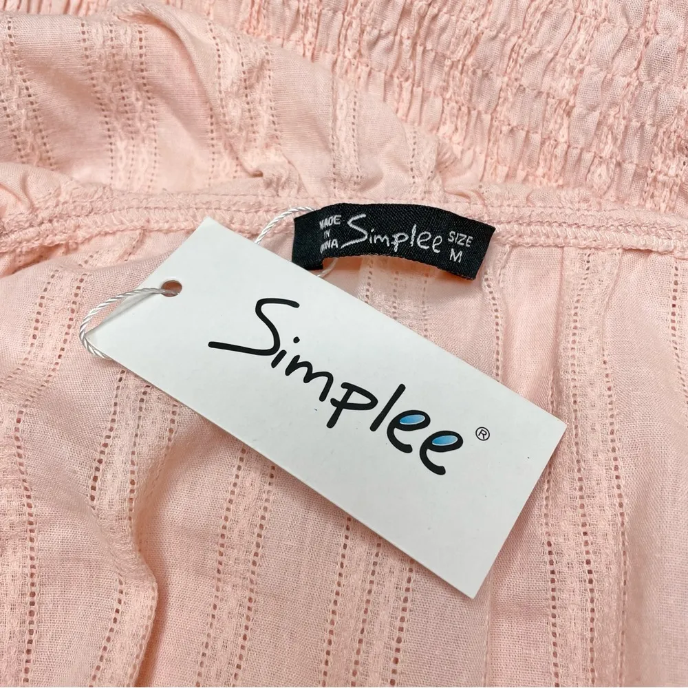 Simplee Pink Ruffle Short Sleeve Smocked Mini Dress Medium NWT - Image 6