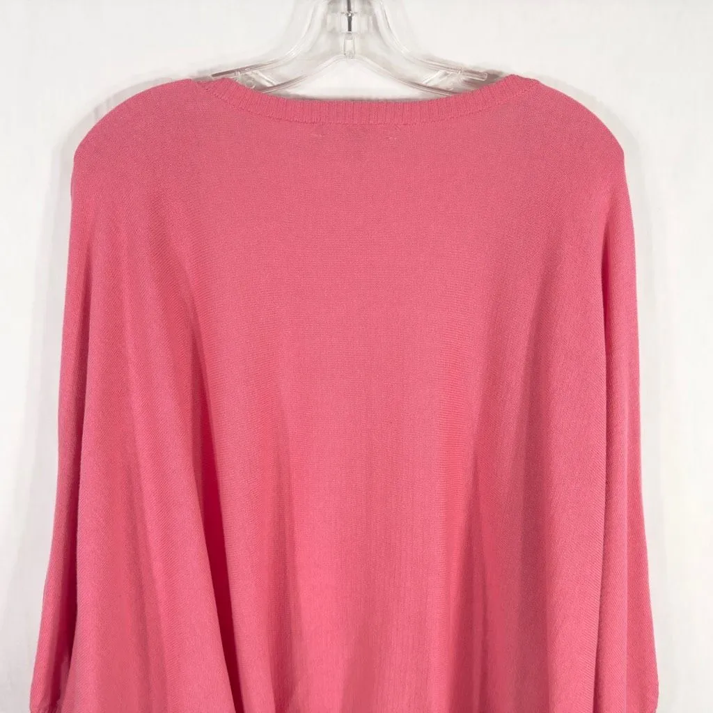 Woman Within Plus Size 34W 36W Cardigan Sweater 4X Pink‎ Shrug Open Knit 1410 - Image 5
