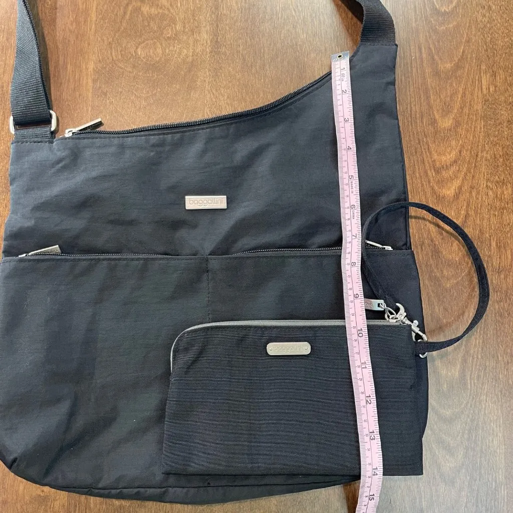 Baggallini Crossbody Bag with AFID Wallet Wristlet Women's Purse Black Nylon - Image 6