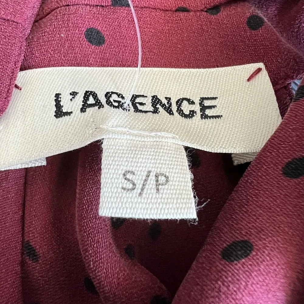 L’Agence Top Womens Small Sleeveless Polka Dot Red Tie Neck - Image 3