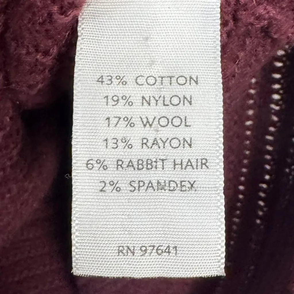 J Jill burgundy wool rabbit hair blend short sleeve sweater large petite G21 Size undefined - Image 4