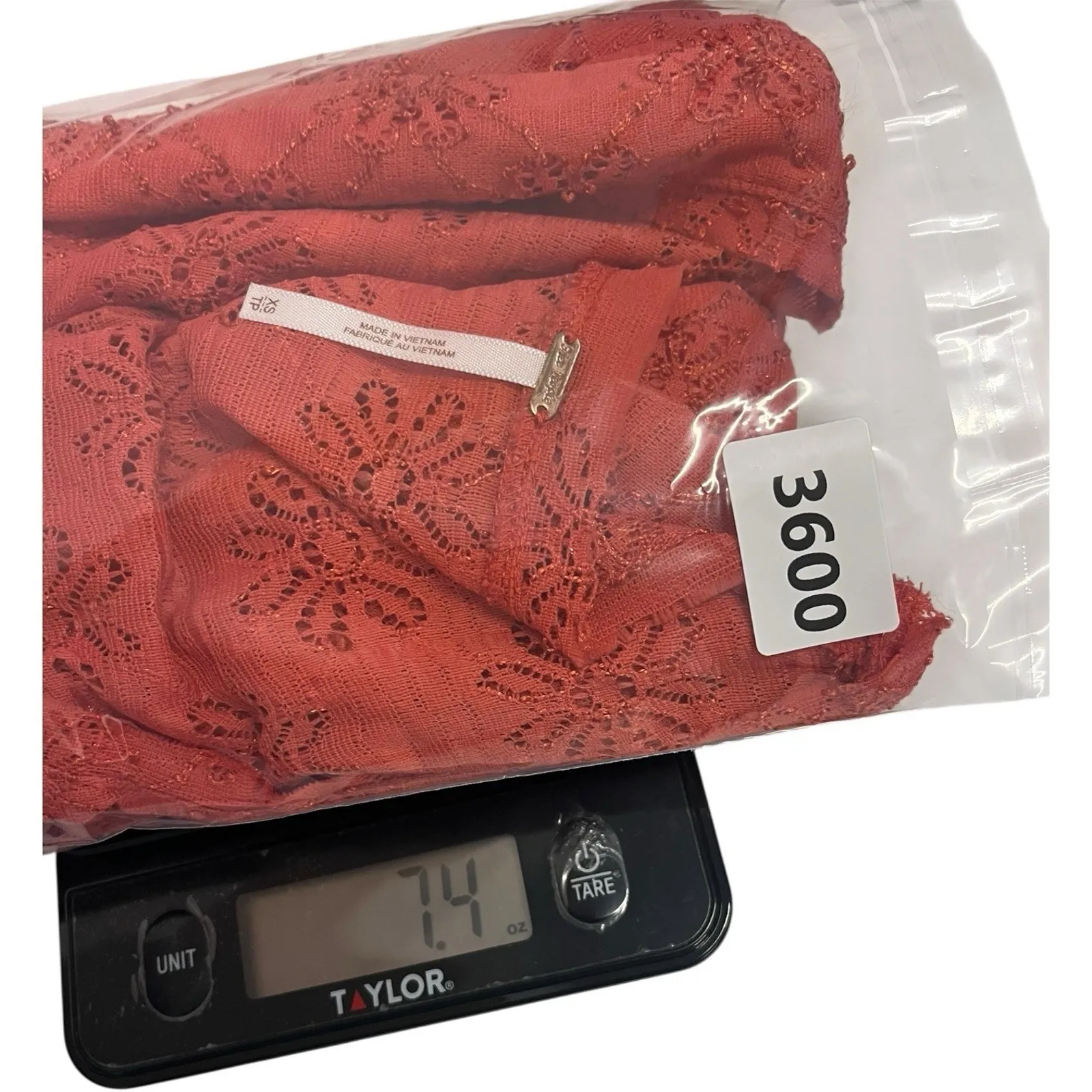 Free People Dress Womens Extra Small Orange Floral Lace Overlay Fit Flare Boho - Image 12