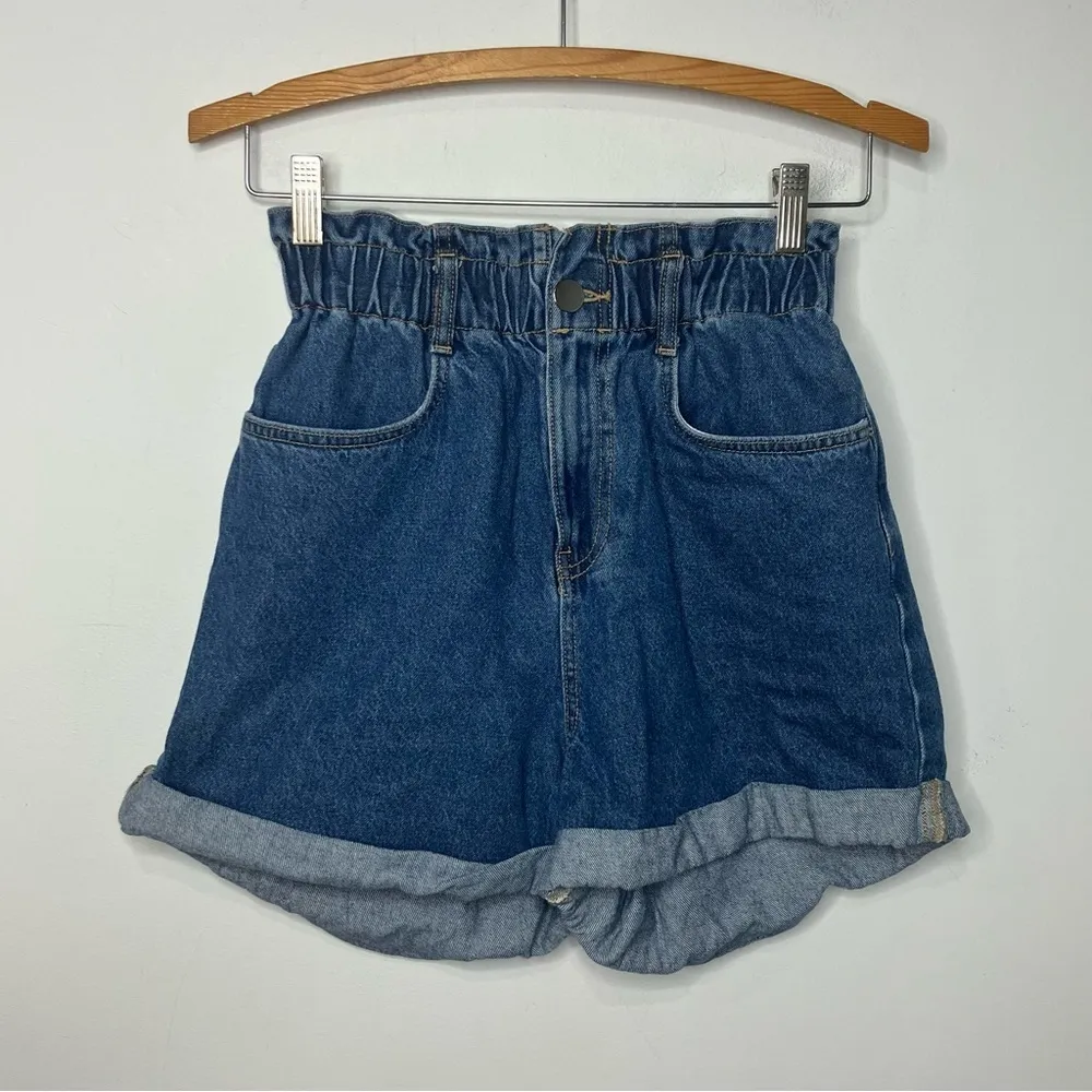 H&M paper bag denim shorts‎ high waist size XS - Image 2