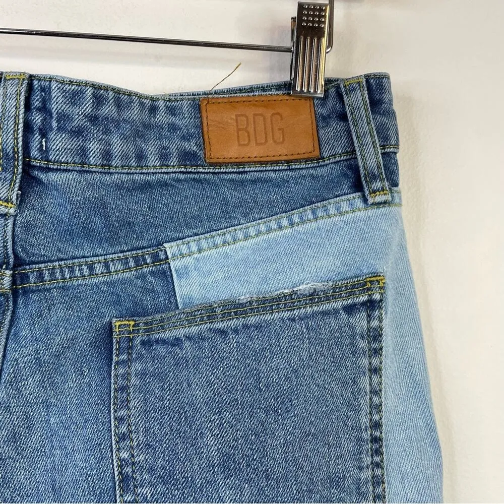 Urban Outfitters BDG Spliced Denim Two Tone Cutoff Patchwork Fray Jean Shorts26 - Image 9